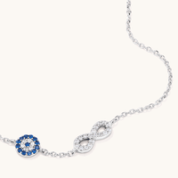 22cm Evil Eye & Infinity Sterling Silver Anklet Bevilles 