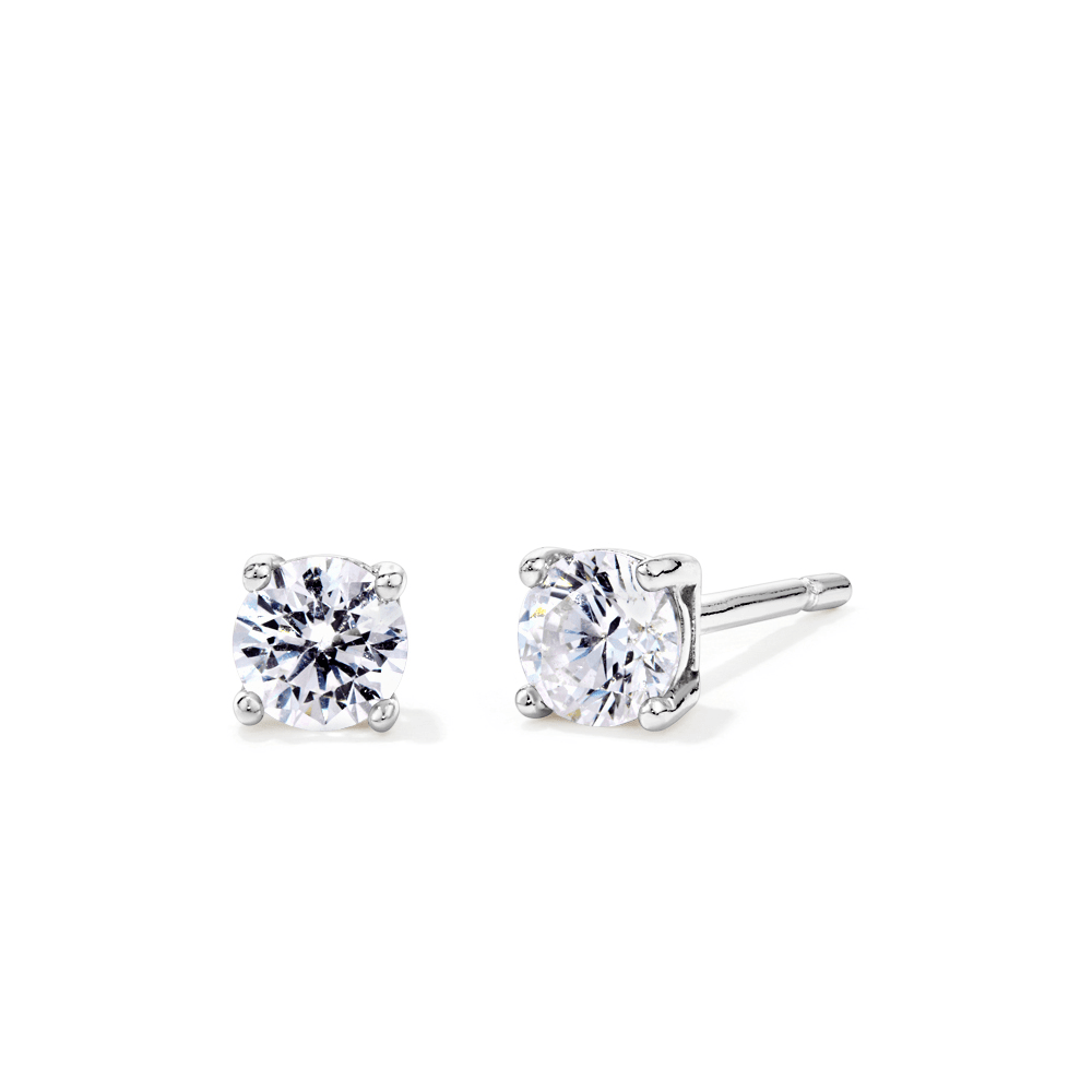 Sterling Silver 4mm Cubic Zirconia Earrings Earrings Bevilles 