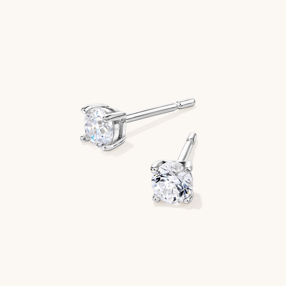 Sterling Silver 4mm Cubic Zirconia Earrings Earrings Bevilles 