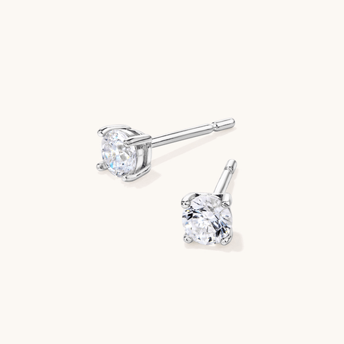 Sterling Silver 4mm Cubic Zirconia Earrings Earrings Bevilles 