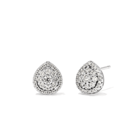 Sterling Silver Cubic Zirconia Pear Halo Earrings Earrings Bevilles 