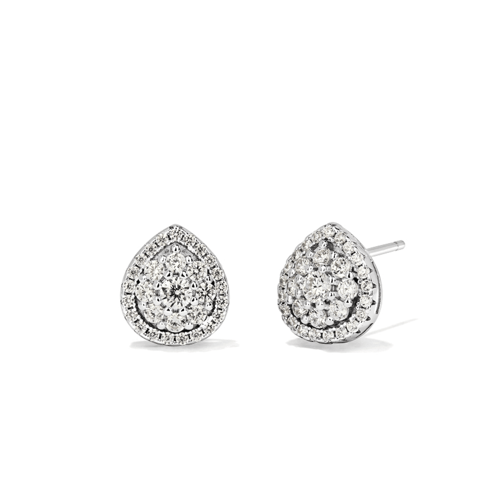 Sterling Silver Cubic Zirconia Pear Halo Earrings Earrings Bevilles 