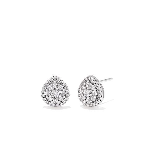 Sterling Silver Cubic Zirconia Pear Halo Earrings Earrings Bevilles 