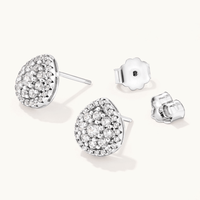 Sterling Silver Cubic Zirconia Pear Halo Earrings Earrings Bevilles 