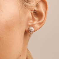 Sterling Silver Cubic Zirconia Pear Halo Earrings Earrings Bevilles 