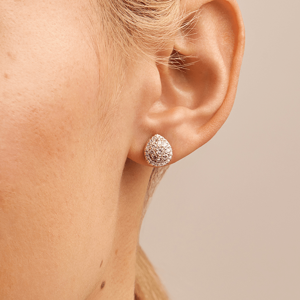 Sterling Silver Cubic Zirconia Pear Halo Earrings Earrings Bevilles 