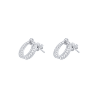 14mm Double Open Circle Stud Earrings with Cubic Zirconia in Sterling Silver Earrings Bevilles 