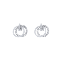 14mm Double Open Circle Stud Earrings with Cubic Zirconia in Sterling Silver Earrings Bevilles 