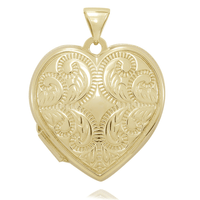9kt Gold Infused Filigree Heart Locket 21mm Pendants Bevilles 