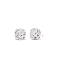 Cubic Zirconia 8mm Square Halo Sterling Silver Earrings Earrings Bevilles 