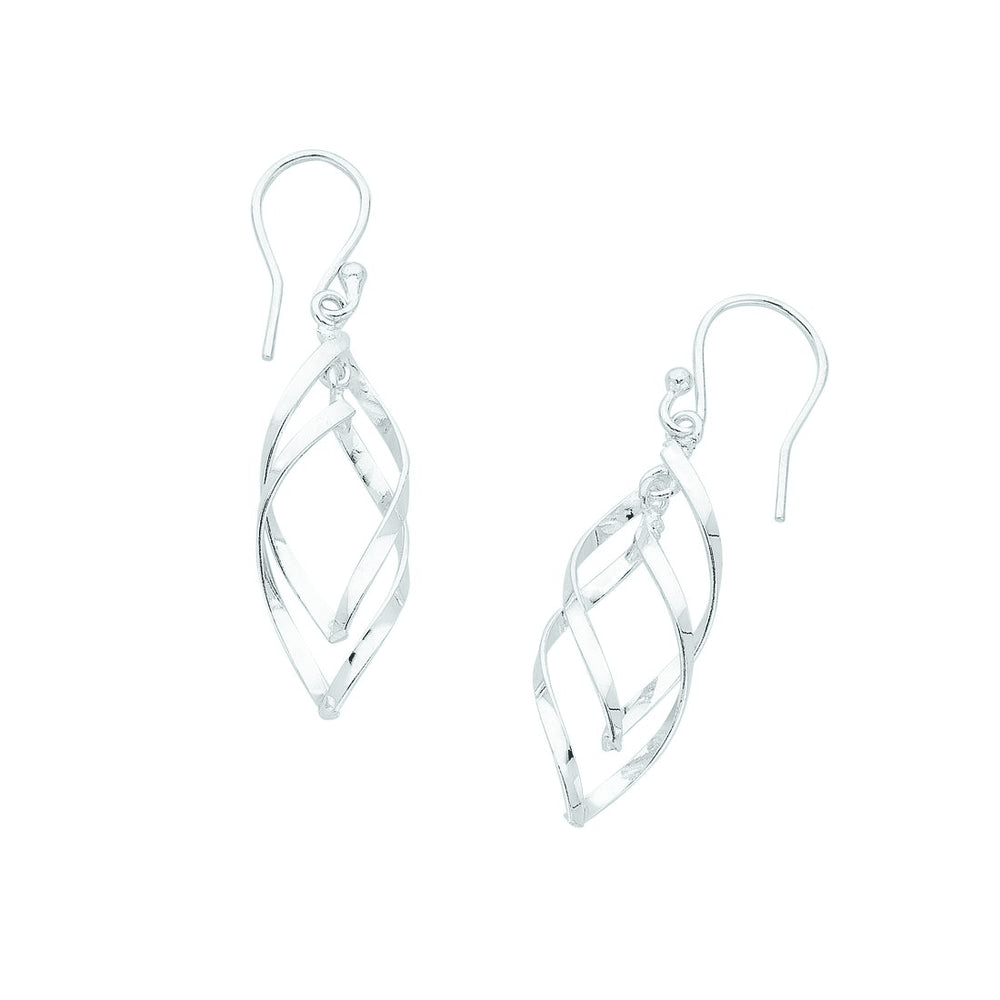 Sterling Silver Open Twist Drop Earrings Earrings Bevilles 
