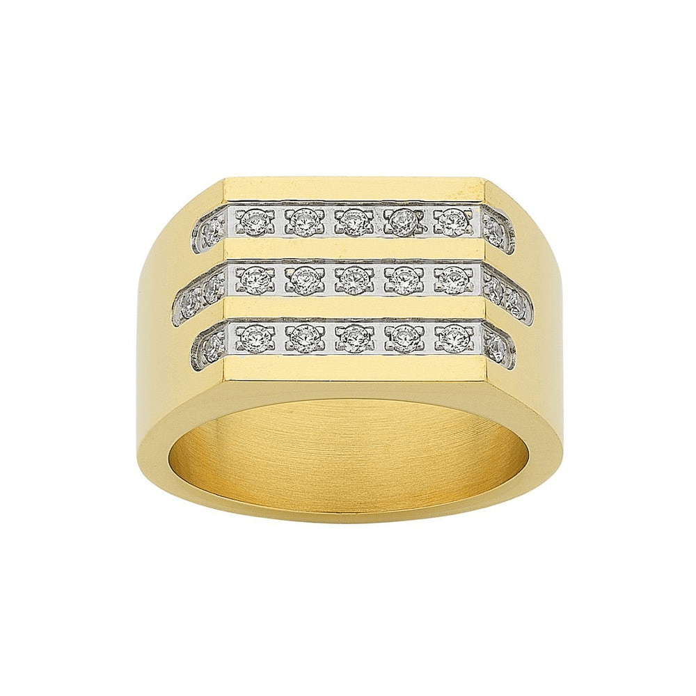 Stainless Steel Gold Colour Crystal Men's Ring Rings Bevilles 