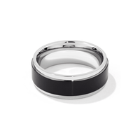6mm Black & White Men's Ring in Stainless Steel Rings Bevilles 