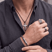 6mm Black & White Men's Ring in Stainless Steel Rings Bevilles 