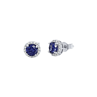 Blue Cubic Zirconia Halo Necklace & Earrings Jewellery Set Bevilles 