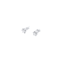 Plain Round Hoop and Stud Earring Set with Cubic Zirconia in Sterling Silver Bevilles 