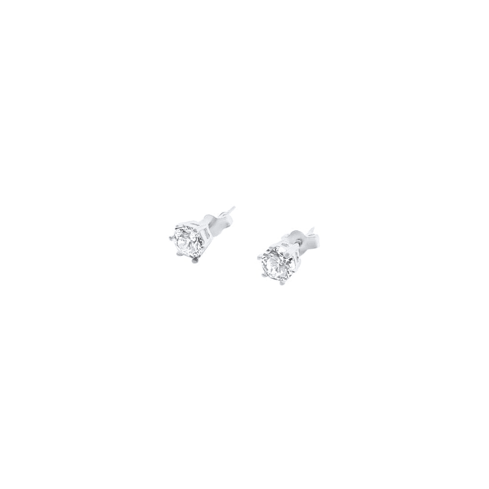 Plain Round Hoop and Stud Earring Set with Cubic Zirconia in Sterling Silver Bevilles 