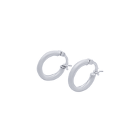 Plain Round Hoop and Stud Earring Set with Cubic Zirconia in Sterling Silver Bevilles 