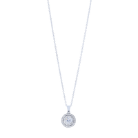 Sterling Silver Cubic Zirconia Double Halo Stud Earring and Necklace Set Bevilles 