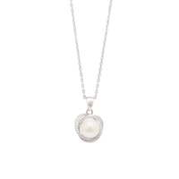 Synthetic Pearl Stud Earrings and Necklace With Cubic Zirconia Set in Sterling Silver Bevilles 