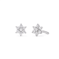 Children's Cubic Zirconia Flower Screw Back Earrings in Sterling Silver Earrings Bevilles 