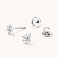 Children's Cubic Zirconia Flower Screw Back Earrings in Sterling Silver Earrings Bevilles 