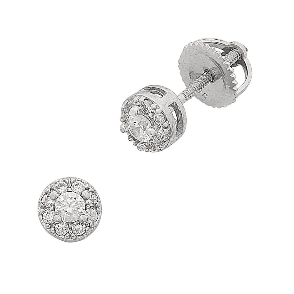 5mm Children's Cubic Zirconia Cluster Screw Back Earrings in Sterling Silver Earrings Bevilles 