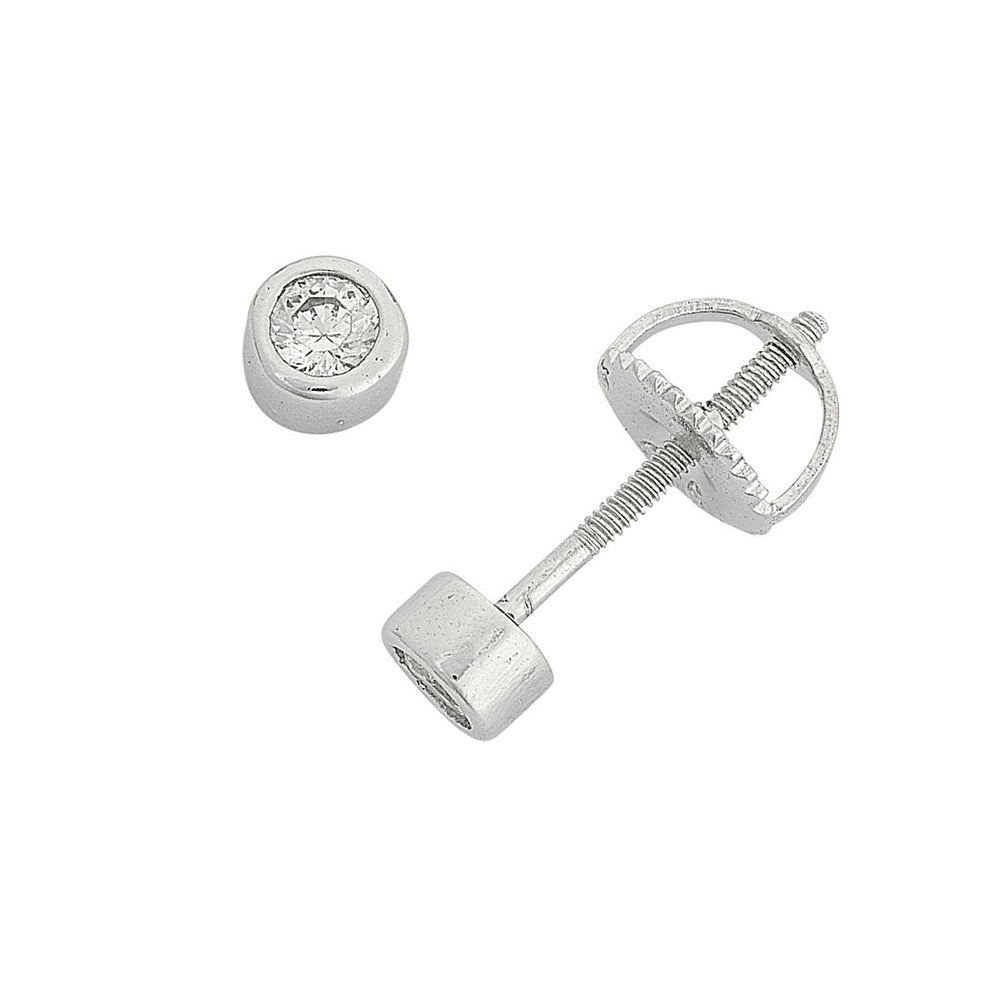2mm Children's Sterling Silver Mini Cubic Zirconia Bezel Earrings Earrings Bevilles 