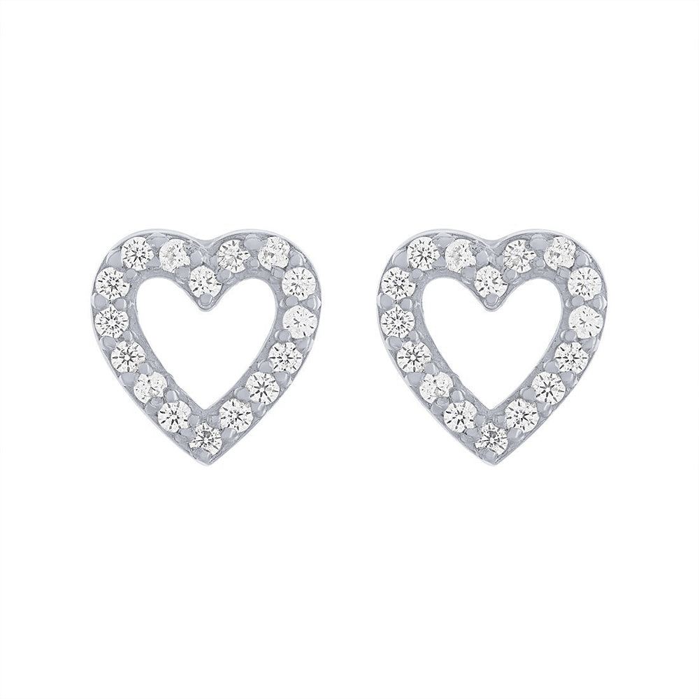 Open Heart Stud Earrings in Sterling Silver Earrings Bevilles 