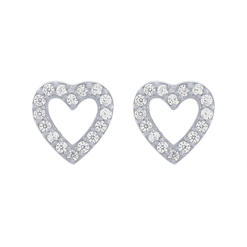 Open Heart Stud Earrings in Sterling Silver Earrings Bevilles 