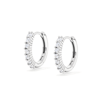 15mm Claw Hoop Earrings with Cubic Zirconia in Sterling Silver Earrings Bevilles 