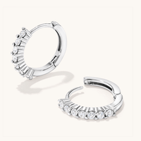 15mm Claw Hoop Earrings with Cubic Zirconia in Sterling Silver Earrings Bevilles 