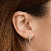 15mm Claw Hoop Earrings with Cubic Zirconia in Sterling Silver Earrings Bevilles 