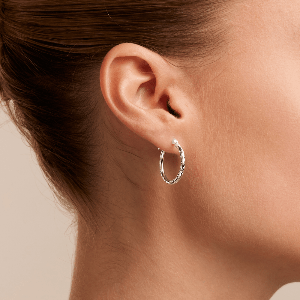 Sterling Silver 20mm Hoop Earrings Earrings Bevilles 