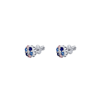 Children's Sterling Silver Multi Colour Flower Earrings Earrings Bevilles 