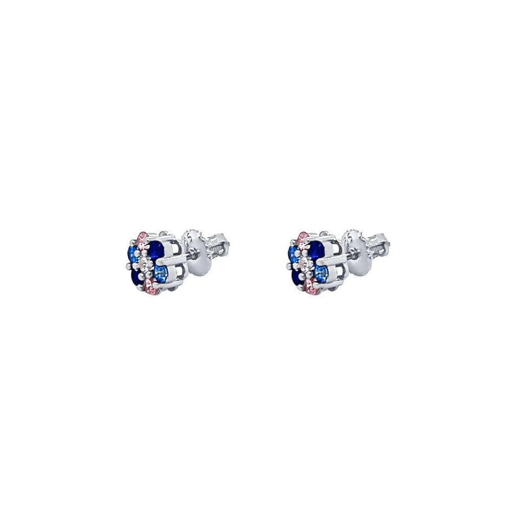 Children's Sterling Silver Multi Colour Flower Earrings Earrings Bevilles 