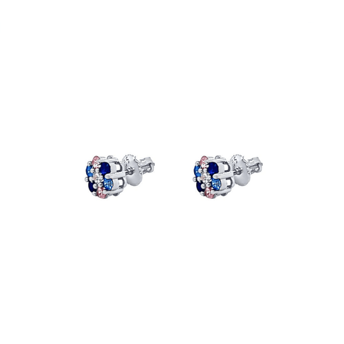 Children's Sterling Silver Multi Colour Flower Earrings Earrings Bevilles 