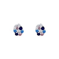 Children's Sterling Silver Multi Colour Flower Earrings Earrings Bevilles 