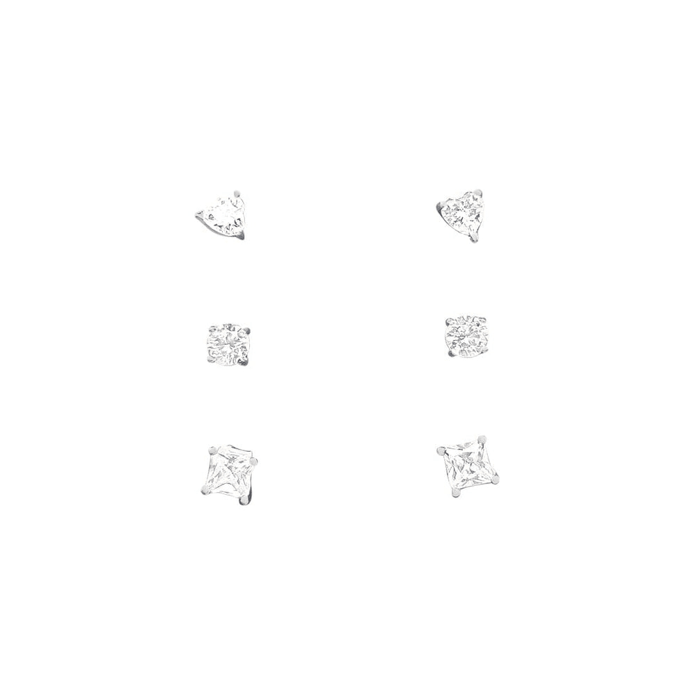 4mm Children's Sterling Silver 3pc Stud Earring Set with Cubic Zirconia Bevilles 