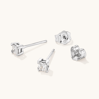 Sterling Silver 3mm Cubic Zirconia Stud Earrings Earrings Bevilles 