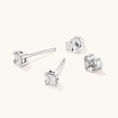 Sterling Silver 3mm Cubic Zirconia Stud Earrings Earrings Bevilles 