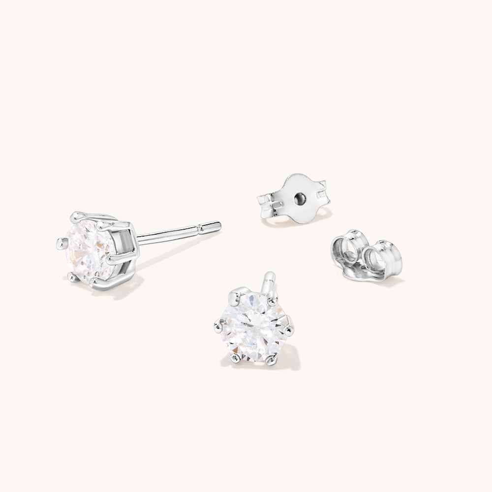 Sterling Silver Cubic Zirconia 5mm Stud Earrings Earrings Bevilles 