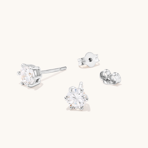Sterling Silver Cubic Zirconia 5mm Stud Earrings Earrings Bevilles 