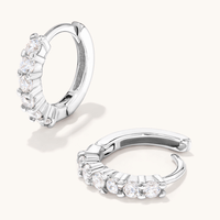 9mm Sterling Silver Cubic Zirconia Hoop Earrings Earrings Bevilles 