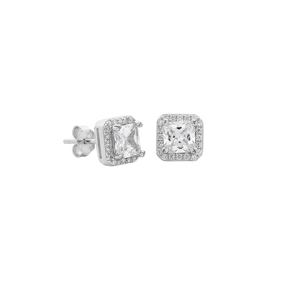 Sterling Silver Cubic Zirconia Stud Earrings Earrings Bevilles 