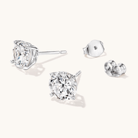Sterling Silver 8mm Cubic Zirconia Stud Earrings Earrings Bevilles 