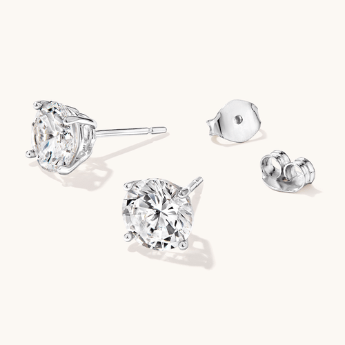 Sterling Silver 8mm Cubic Zirconia Stud Earrings Earrings Bevilles 