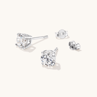 Sterling Silver 6mm Cubic Zirconia Stud Earrings Earrings Bevilles 
