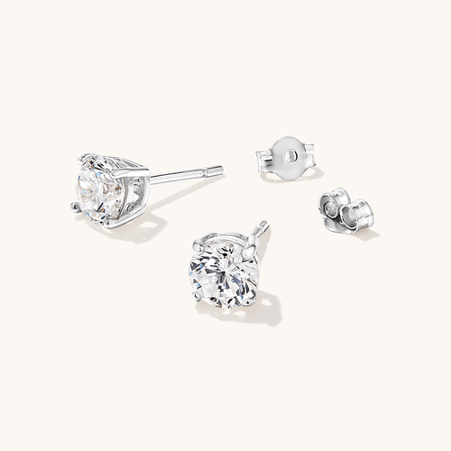 Sterling Silver 6mm Cubic Zirconia Stud Earrings Earrings Bevilles 