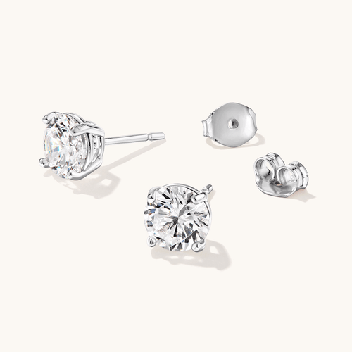 Sterling Silver 7mm Cubic Zirconia Stud Earrings Earrings Bevilles 